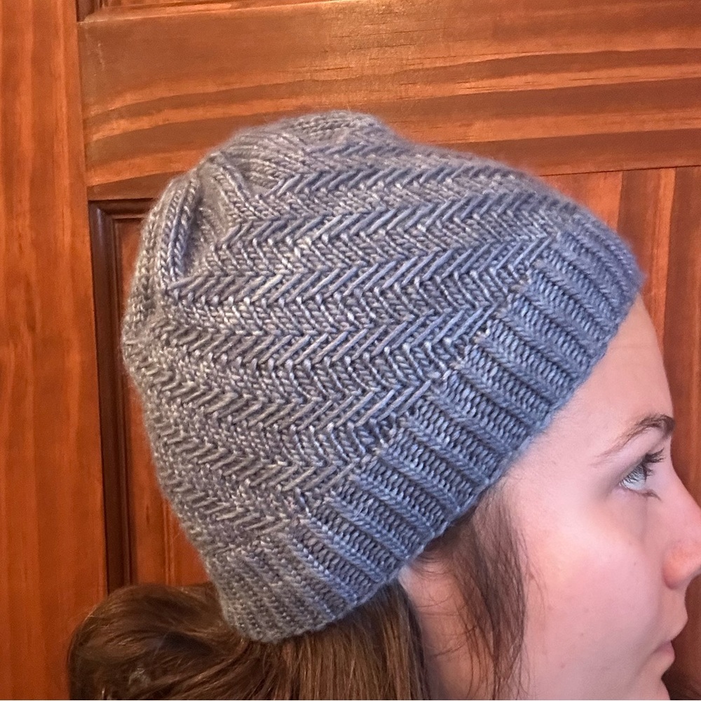 Blue Silk and Wool Handmade Hat - Picture 5 of 7